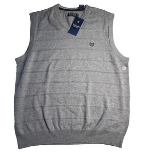 Chaps Sweater Vest‎ Men Large Gray New Preppy Classic Money Business